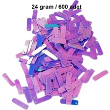 Litaetrend Mor 15 x 5 mm Dantel Oya Yazma Halhal Abiye Lazer Kesim Pul 600 Adet / 24 Gram