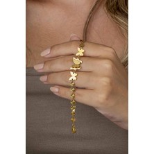 Gümüş Pazarım Altın Kaplama Kelebek Kadın Çelik Bileklik