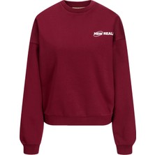 Kadin Baskili Sweatshirt - Ruby