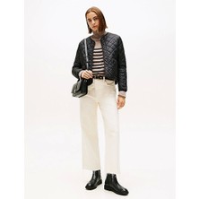 Tommy Hilfiger Hafif Dolgulu Normal Kesim Kapitone Kadın Siyah Ceket WW0WW47290BDS