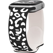 Mobicas Apple Watch 11 (46MM) Uyumlu Desenli Silikon KORDON-140 Siyah-Starlight