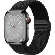 Mobicas Apple Watch Se 3 (40MM) Uyumlu Hasır Örgülü KORDON-134 Siyah
