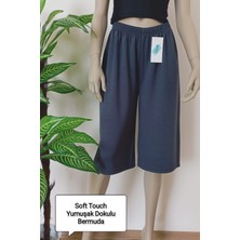 Kadın-Erkek Antrasit Düz Kesim Yumuşak Dokulu Bol Paçalı Bermuda Alt