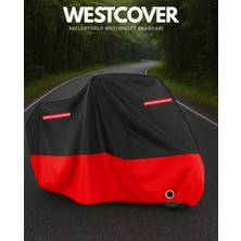 Rks XVR250 Uyumlu (Kırmızı-Siyah) Kırmızı Reflektörlü Motosiklet Brandası Motor Örtüsü