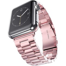 Mobicas Apple Watch Se 3 (40MM) Uyumlu Klasik Metal Kordon-04 Rose Gold