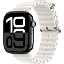 Mobicas Apple Watch Se 3 (44MM) Uyumlu Ocean Silikon Kordon-75 Beyaz