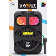 Portatif Bluetooth Hoparlör Mikrofonlu Karaoke Seti 20W 8 Inç Rgb Işıklı Tws Speaker