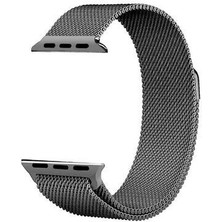 Mobicas Apple Watch Se 3 (40MM) Uyumlu Mıknatıslı Hasır Metal Kordon-01 Gri