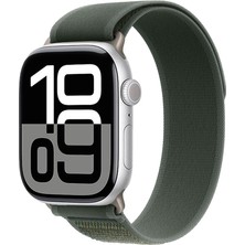Mobicas Apple Watch 11 (42MM) Uyumlu Cırt Cırtlı Hasır Kordon-77 Yeşil