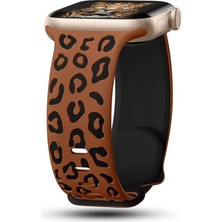 Mobicas Apple Watch 11 (46MM) Uyumlu Desenli Silikon KORDON-140 Kahverengi-Siyah