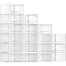 Songmics Ayakkabı Kutuları, 18 Şeffaf Ayakkabı Kutusu Seti, Katlanabilir ve Istiflenebilir, 44 Beden