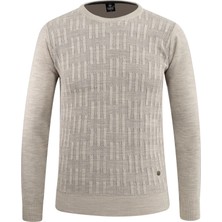 Erkek Sıfır Yaka Kazak Desenli Çelik Örgü Klasik Kalıp - 5202C