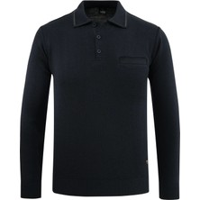 Erkek Polo Yaka Kazak Triko Cepli Çelik Örgü Klasik Kalıp - 5200F