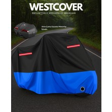 Vespa Gts 125 Supersport   Arka Çanta Uyumlu (Mavi-Siyah) Kırmızı Reflektörlü Motosiklet Brandası