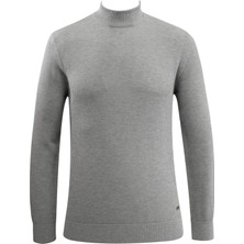 Erkek Fermuarlı Yarım Balıkçı Kazak Triko Kabartmalı Örgü Düz Renk Klasik Kalıp - 5240B