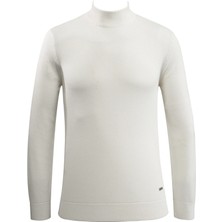 Erkek Fermuarlı Yarım Balıkçı Kazak Triko Kabartmalı Örgü Düz Renk Klasik Kalıp - 5240B