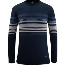 Erkek Sıfır Yaka Kazak Triko Selanik Örgü Desenli Klasik Kalıp - 5245C