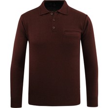 Erkek Polo Yaka Kazak Triko Cepli Çelik Örgü Klasik Kalıp - 5200F