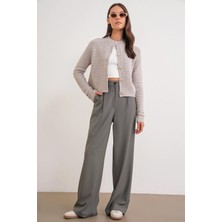 4747 Kadın Cepli Geniş Paça Dökümlü Palazzo Pantolon Haki