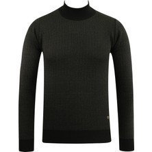 Erkek Yarım Balıkçı Kazak Desenli Çelik Örgü Regular Kalıp - 5206B