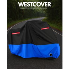 Rks Dark Blue 50 Uyumlu (Mavi-Siyah) Kırmızı Reflektörlü Motosiklet Brandası Motor Örtüsü