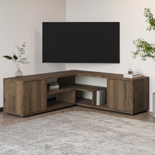 İnarch Dizayn Roza Köşe – Çok Amaçlı, Kapaklı TV Sehpası Antik Ceviz