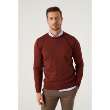 Regular Fit Kiremit Pamuk Karışımlı Triko Kazak 5HF06ORT12004