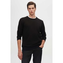 Ds Damat Regular Fit Siyah Tüylenme Yapmayan Bisiklet Yaka Pamuklu Triko Kazak 5HF06ORT12004