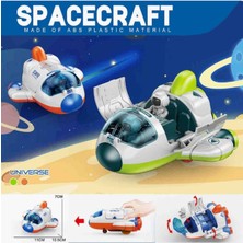 Sürtmeli Astronotlu Uzay Arabası Uzay Roketi Uzay Mekiği 3 Lü Uzay Istasyonu Araçları Oyuncak Seti