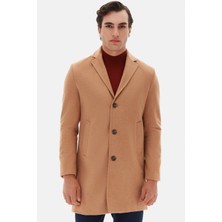 Ds Damat Regular Fit Koyu Bej Mono Yaka Kaşe Kaban 5HF08ORT10000