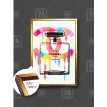 Renkli Parfüm Şişesi Moda Fashion Güzellik Salonu Dekor Çerçeveli Dikey Kanvas Tablo