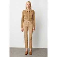 Ekol Kadın Yüksek Bel Dar Paça Pantolon 1061 Camel