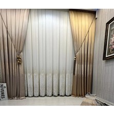 Nivemeshome Lal Gold Detaylı 2843 1/3 Sık Pileli Tül Perde Apm