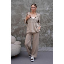 Fermuarlı Kapişonlu Kanguru Cep Modal Ikili Takım