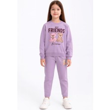 Best Friends Yazılı Ayıcık Baskılı 2 Iplik Eşofman Takımı