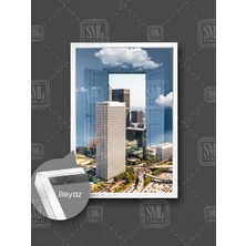 Modern Şehir Planlaması Real Estate Building City Emlakçı Dekor Çerçeveli Dikey Kanvas Tablo