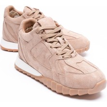 Kadın Süet Spor Ayakkabı Gizli Ökçeli 5 cm Vizon Vastina