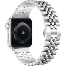 Forzacase Apple Watch 11 42MM ile Uyumlu Rolex Tasarım Metal Kordon Kayış - FC879