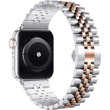 Forzacase Apple Watch 11 42MM ile Uyumlu Rolex Tasarım Metal Kordon Kayış - FC879