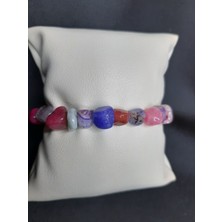 Mryart Iri Kırık Akik Taşları Ile Tasarlanmış Renkli Tarzların Bilekliği