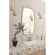 Fawdecor Berlin Asimetrik Ahşap Çerçeveli Duvar Aynası – Modern Stil, Estetik Ev Dekoru, Banyo ve Iç Mekan Tasarımı
