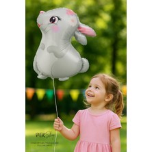 Sevimli Tavşan Çiçekli Model Tavşan Folyo Balon