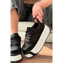 Ravela Siyah Fileli Yüksek Taban Kadın Spor Ayakkabı