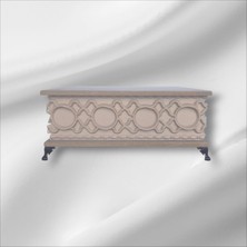 Ahşap- Ham Mdf- Desenli-Takı-Makyaj-Aksesuar-Çok Amaçlı- Ayaklı Dikdörtgen Dekoratif Kutu