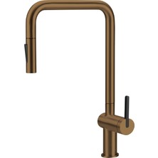 Deante Momi BKM_C73N Çekme Spiralli Fırçalanmış Bronz Mutfak Evye Bataryası | 1800 mm Hortum, Çift Jet