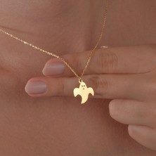 925 Ayar Gümüş Mikron Altın Kaplama Hayalet Figürlü Kolye - CN00457