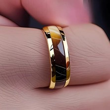 Düğün Yüzüğü - Modern Minimalist Yüzük, Kahverengi Koa Ahşap Içi