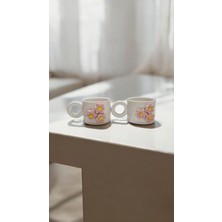 El Yapımı 2 Li Seramik Splash Kabartmalı Double Espresso Kahve Kupa Bardak Mug 200 ml