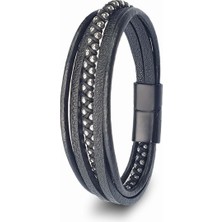 Kuşkaya Ticaret Beyaz Hematit Ve Çoklu Deri Bileklik | 14 Şubat Sevgililer Günü Hediyesi