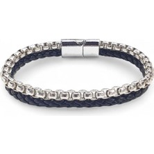 Kuşkaya Ticaret İkili Deri Ve Çelik Zincir Bileklik | 14 Şubat Sevgililer Günü Hediyesi